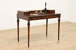 Georgian Design Vintage Mahogany Office Desk, Signed #50203