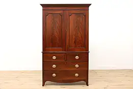 Traditional Antique Mahogany Linen Press, Armoire, Wardrobe #50227