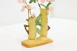 Painted Ceramic Vintage Candle Holder or Flower Vase Signed #49407