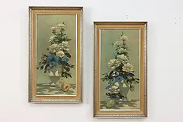 Pair of Vintage Floral Still Life Prints, Signed 28" #50303