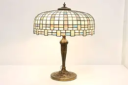 Desk or Table Vintage Stained Glass Shade Lamp #50507