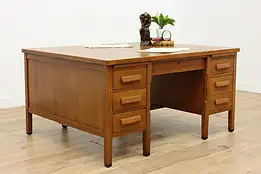 Traditional Vintage Office or Library Oak Partner Desk #50241