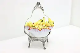 Victorian Antique Silverplate & Glass Basket or Centerpiece #49612