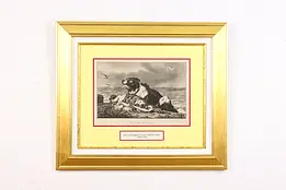 Dog Rescuing Child Antique Lithograph, Currier & Ives 24" #48376
