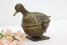 Farmhouse Antique Brass & Copper Duck Container #49432