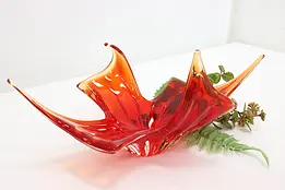 Murano Vintage Italian Red & Amber Art Glass Sculpture #49320