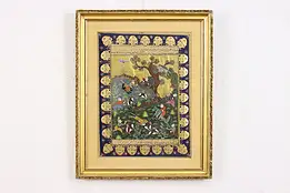 Persian Hunters Antique Original Watercolor Painting 16" #49512