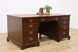 Georgian Design Vintage Leather Top Office Library Desk Rway #49880