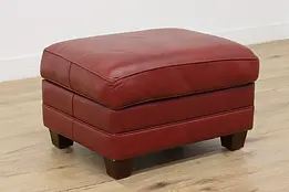 Red Leather Vintage Traditional Ottoman or Bench #50214