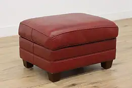 Red Leather Vintage Traditional Ottoman or Bench #50214