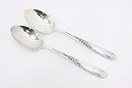 Pair Silver Wheat Reed & Barton Sterling Midcentury Spoons #50752