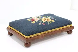 Traditional Antique Birch & Floral Needlepoint Footstool #50324