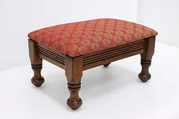 Victorian Antique Upholstered Birch Footstool, B & R Works #50323