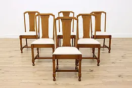 Set of 6 Antique Farmhouse Oak Dining Chairs, Phoenix #50354