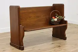 Farmhouse Vintage Oak Church Pew, Hall or Porch Bench #50601