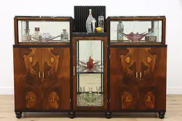 Art Deco Antique Rosewood Bar or Display Cabinet, Marble Top #49940