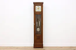 Art Deco Antique Oak Tall Case Grandfather Clock, Lenzkirch #40157