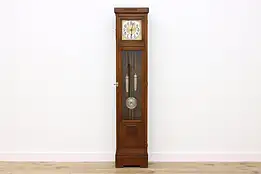 Art Deco Antique Oak Tall Case Grandfather Clock, Lenzkirch #40157