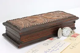 Embossed Leather Antique Pine Cigar or Keepsake Box, Knights #50731