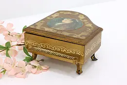Painted & Carved Vintage Mini Piano Music Jewelry Box, Love  #50728