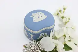 Wedgwood Vintage Blue Jasperware Trinket Jewelry Box Pegasus #49003