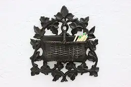 Victorian Antique 1868 Cast Iron Wall Basket Match Holder #50436