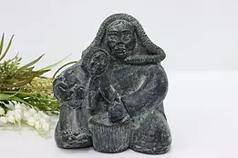 Canadian Vintage Carved Eskimo Mother & Child Sculpture Wolf #48952