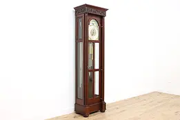 Tiffany Antique Mahogany Tall Case Clock Tube Chimes,  #33835