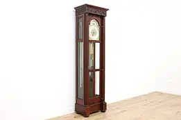 Tiffany Antique Mahogany Tall Case Clock Tube Chimes,  #33835