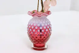 Cranberry Vintage Hobnail Glass Flower Vase #50717