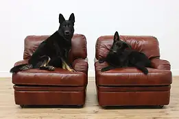 Pair of Hancock & Moore Vintage Leather Club Chairs #48017