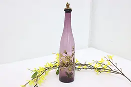 Victorian Glass Antique Barber Bottle Hand Painted Flowers #50428