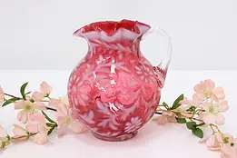Victorian Antique Cranberry & Opal Glass Pitcher or Vase #50415