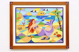 Mermaid on Beach Original Acrylic Painting, Bodden 30.5" #50851