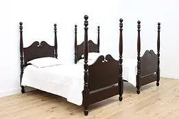 Pair of Georgian Style Antique Mahogany Twin Poster Beds #47852