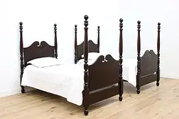 Pair of Georgian Style Antique Mahogany Twin Poster Beds #47852