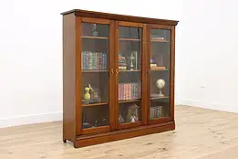 Victorian Antique Oak Triple Office or Library Bookcase #50344