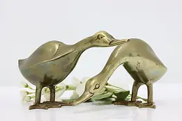 Pair of Farmhouse Vintage Brass Geese Sculptures #49433