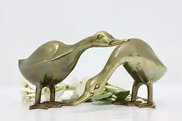 Pair of Farmhouse Vintage Brass Geese Sculptures #49433