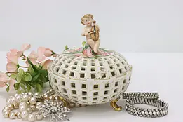 Victorian Antique Painted Porcelain Candy Dish, Cherub #48608
