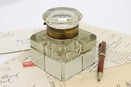 Traditional Vintage Cut Glass Office Library Desktop Inkwell #50024