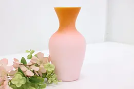 Victorian Antique Pink & Orange Satin Art Glass Flower Vase #50326