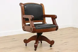 Victorian Antique Mahogany & Leather Desk Chair, Crocker #50257
