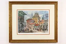 Village Center Ukrainian Original Litho Print, Signed 34" #50579