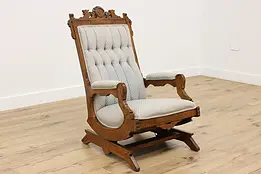 Victorian Eastlake Antique Carved Walnut Rocking Chair #50461