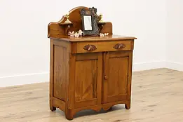 Victorian Farmhouse Antique Pine Nightstand or Hall Console #50332