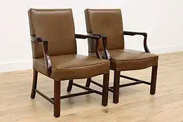 Pair of Vintage Traditional Office Library Desk Chairs, M&W #50021