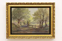 Country Road Vintage 1939 Original Oil Painting, Schmidt 36" #50799