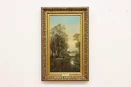 Woman in Forest Antique Original Oil Painting Karnik 29" #50581