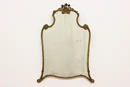 French Antique Carved Flowers Hall or Boudoir Wall Mirror #50295